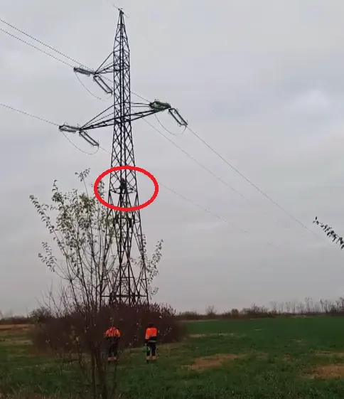 Supărat pe primar, un bărbat din Merișu s-a urcat pe un stâlp de curent