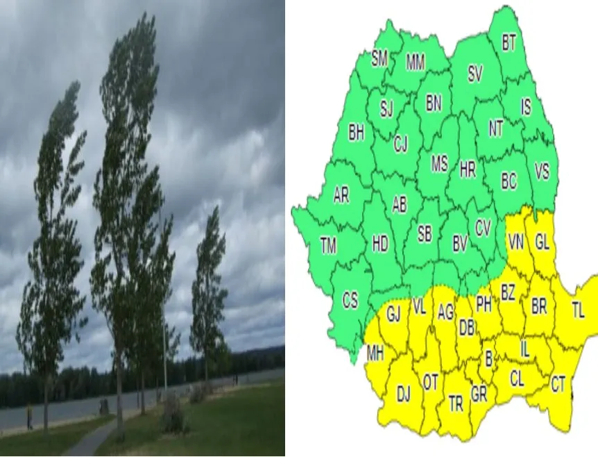 Meteorologii au emis atenționare Cod Galben de vânt puternic, pentru Dâmbovița