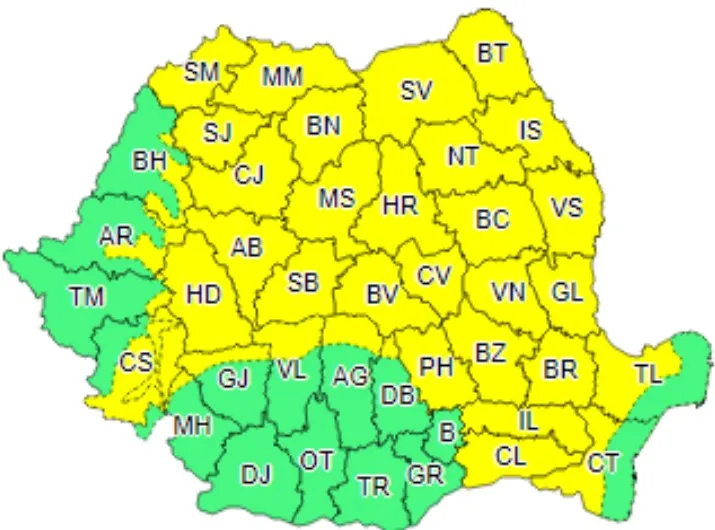 Cod galben de grindină și vijelie (și) pentru nordul județului Dâmbovița