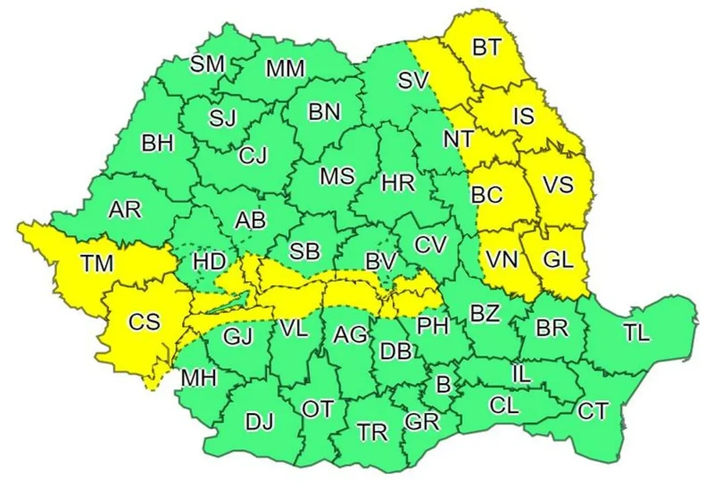 Cod galben de vânt puternic în mai multe zone din județele Dâmbovița și Prahova