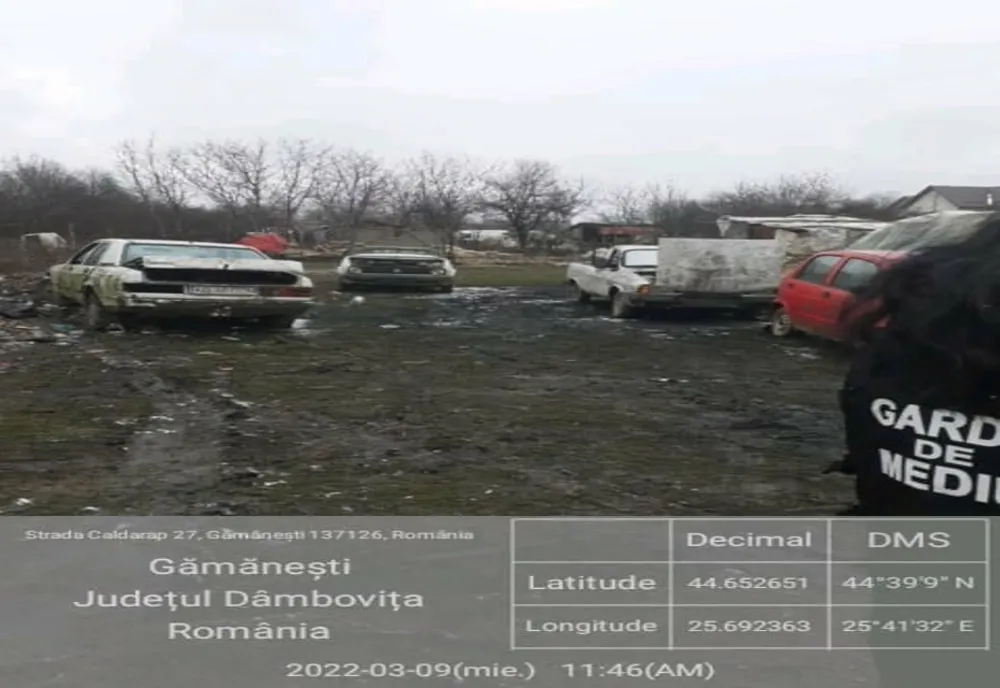 Incendieri de componente auto în localitatea Gămăneşti.  Amendă de 20.000 lei aplicată de inspectorii Gărzii de Mediu Dâmboviţa