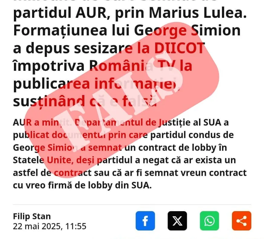 AUR NEAGĂ ÎNCHEIEREA VREUNUI CONTRACT CU FIRME DE LOBBY DIN SUA ȘI ACUZĂ FALSIFICAREA UNOR DOCUMENTE