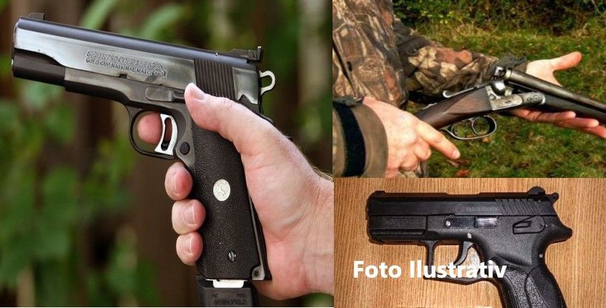 Armă de vânătoare și pistoale de autoapărare confiscate de polițiști