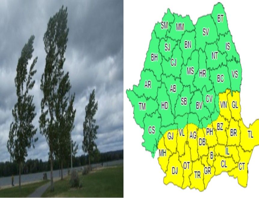 Meteorologii au emis atenționare Cod Galben de vânt puternic, pentru Dâmbovița