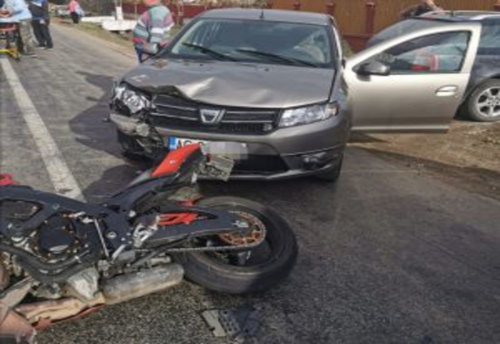Accident dramatic la Găești, în Dâmbovița. Motociclist transportat în comă, la spital