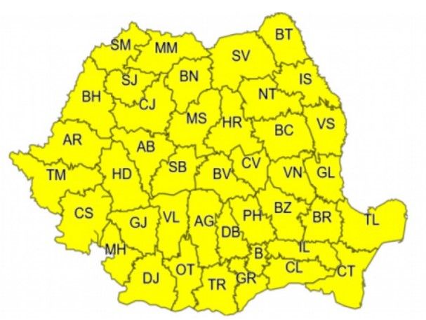 Avertizare meteo! Cod galben de furtuni puternice în toată țara (11-13 iunie)