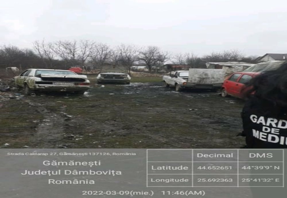 Incendieri de componente auto în localitatea Gămăneşti.  Amendă de 20.000 lei aplicată de inspectorii Gărzii de Mediu Dâmboviţa