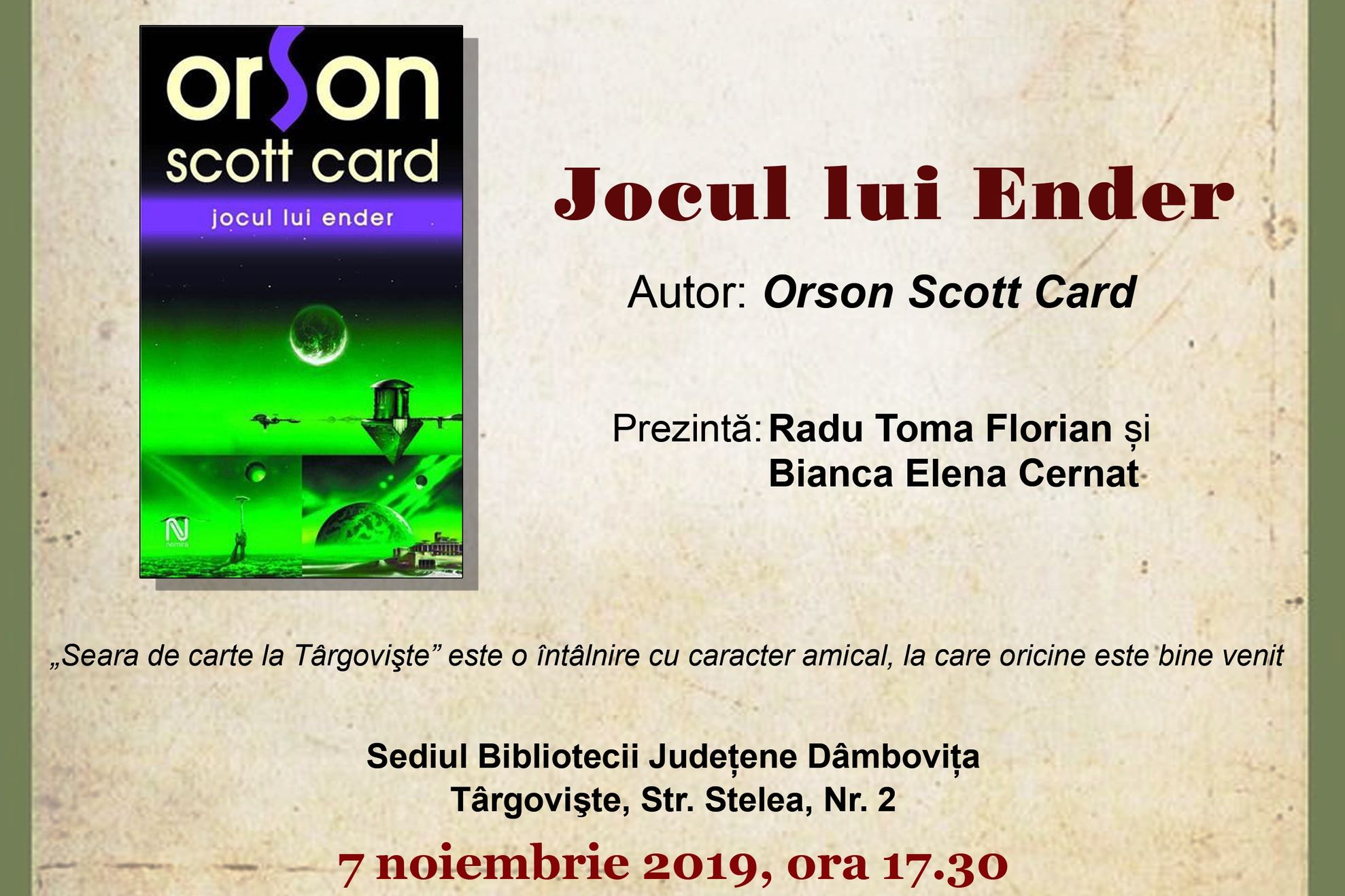 AFIS - Seara de carte - 7 noiembrie 2019 copy