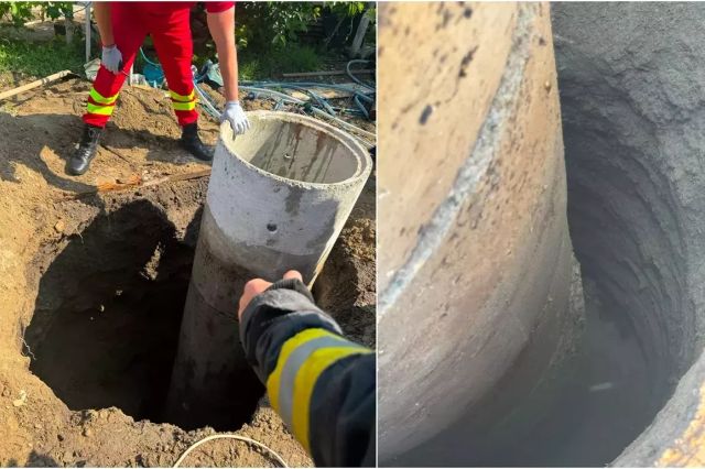 Fetiță de 8 ani, căzută într-o fântână aflată în construcție. Intervenție de amploare a pompierilor în Vrancea