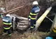 Autoturism răsturnat într-un canal pe DN 71, în Dâmbovița 